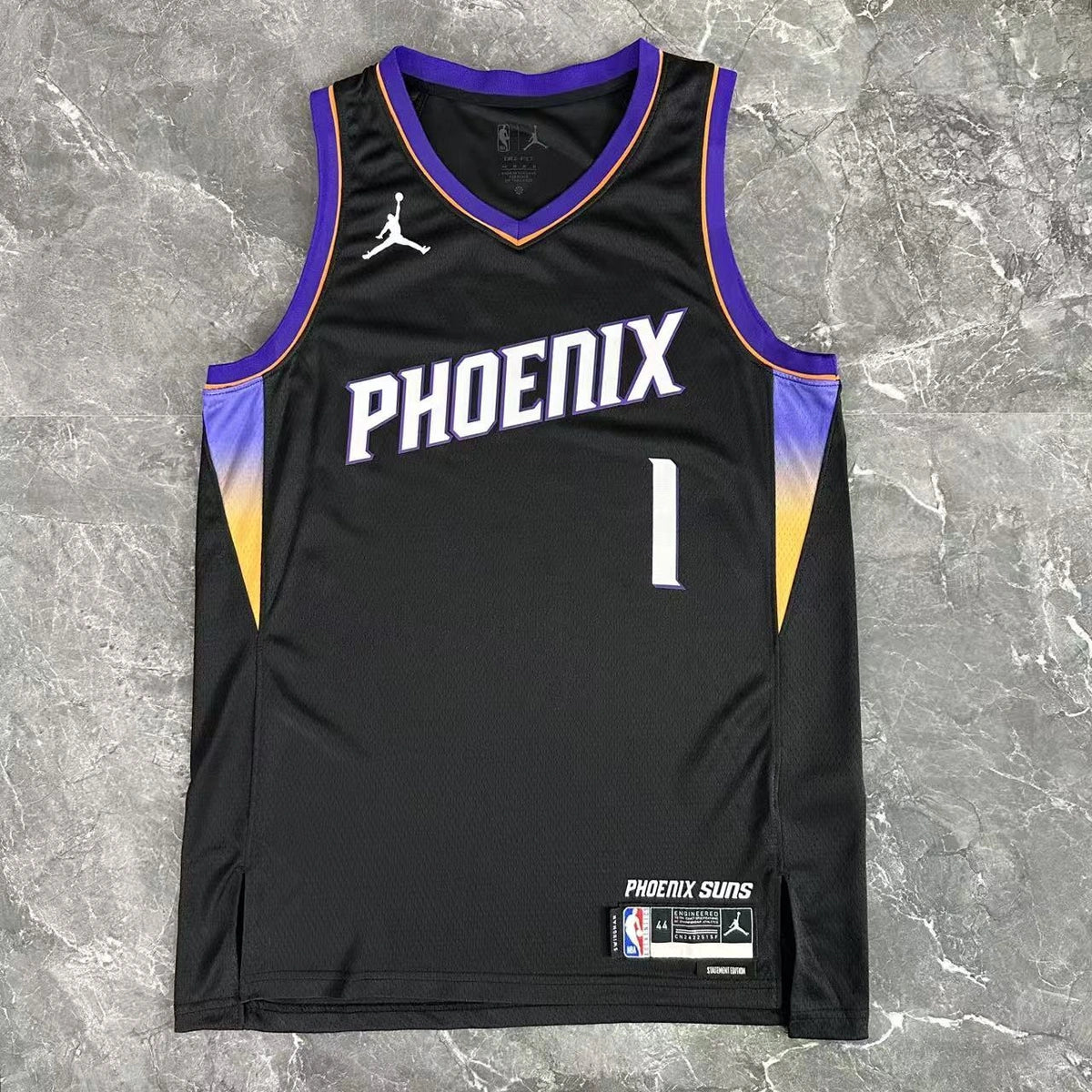 Phoenix Suns 2025-26 limited edition basketball jersey angled back view in team colors for basketball fans
