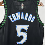Minnesota Timberwolves 2025-26 throwback edition basketball jersey close-up of team logo embroidery in team colors for basketball fans