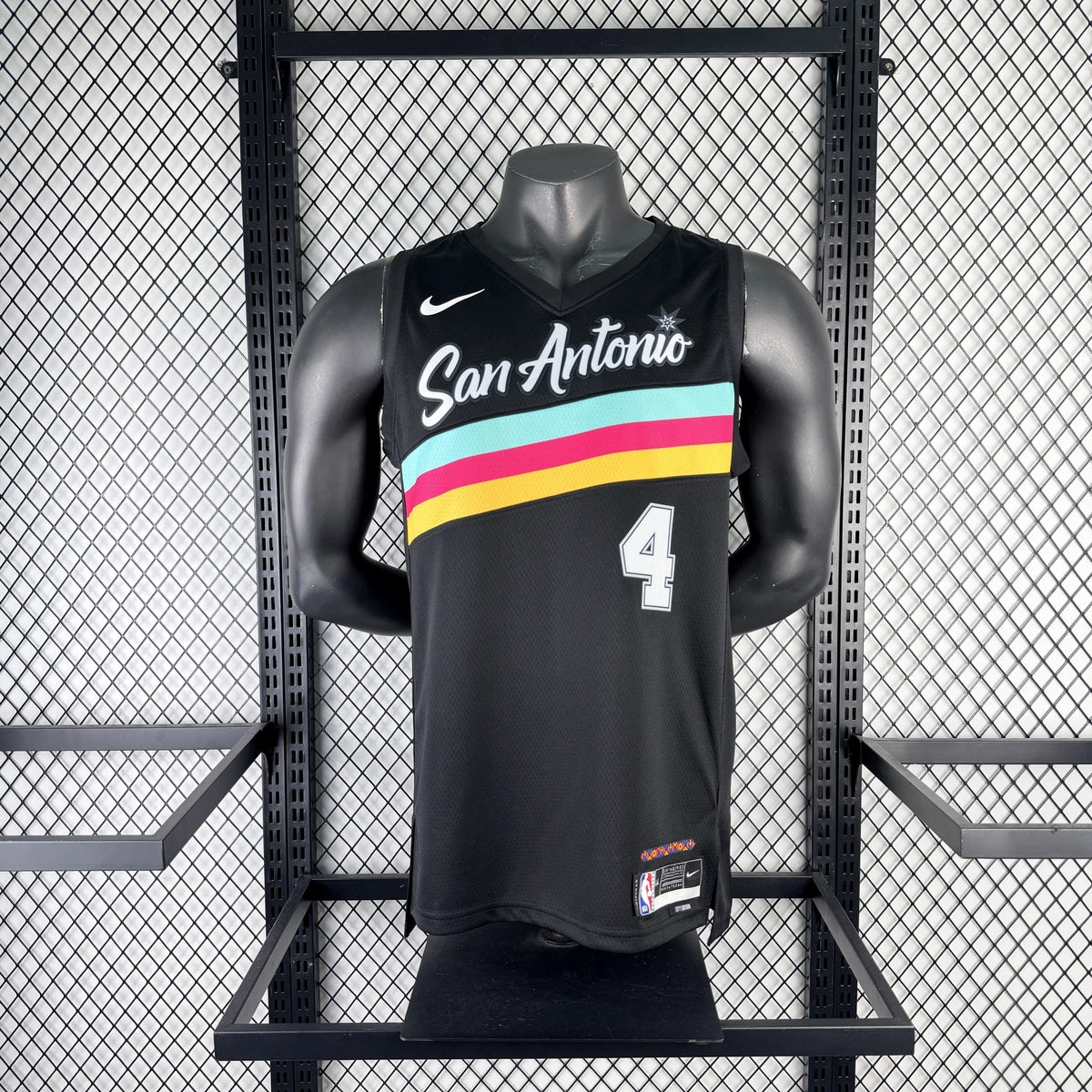 San Antonio Spurs 2025-26 city edition basketball jersey side angle view in team colors for basketball fans