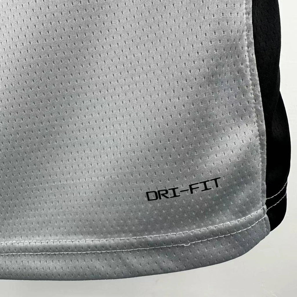 San Antonio Spurs 2025-26 limited edition basketball jersey close-up of moisture-wicking fabric texture in gray for basketball fans