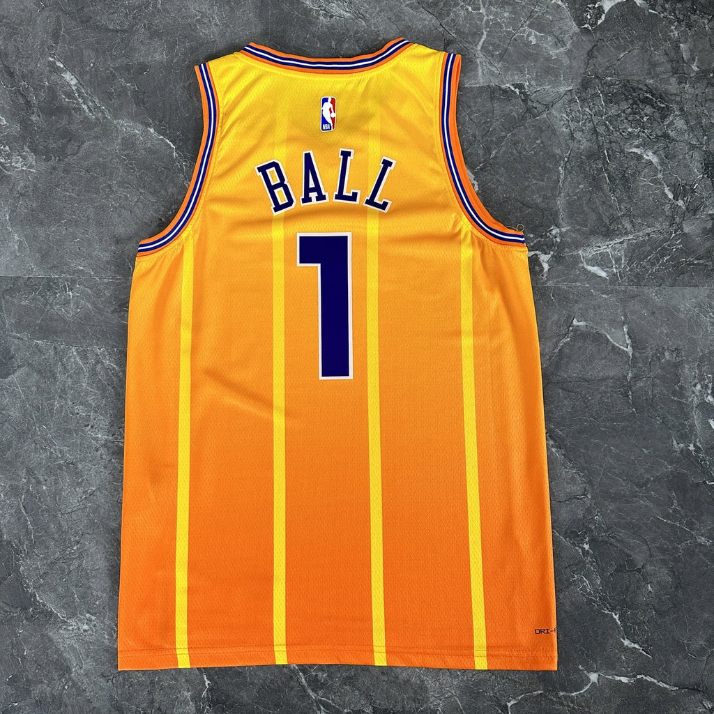 Charlotte Hornets 2025-26 city edition basketball jersey angled back view in team colors for basketball fans