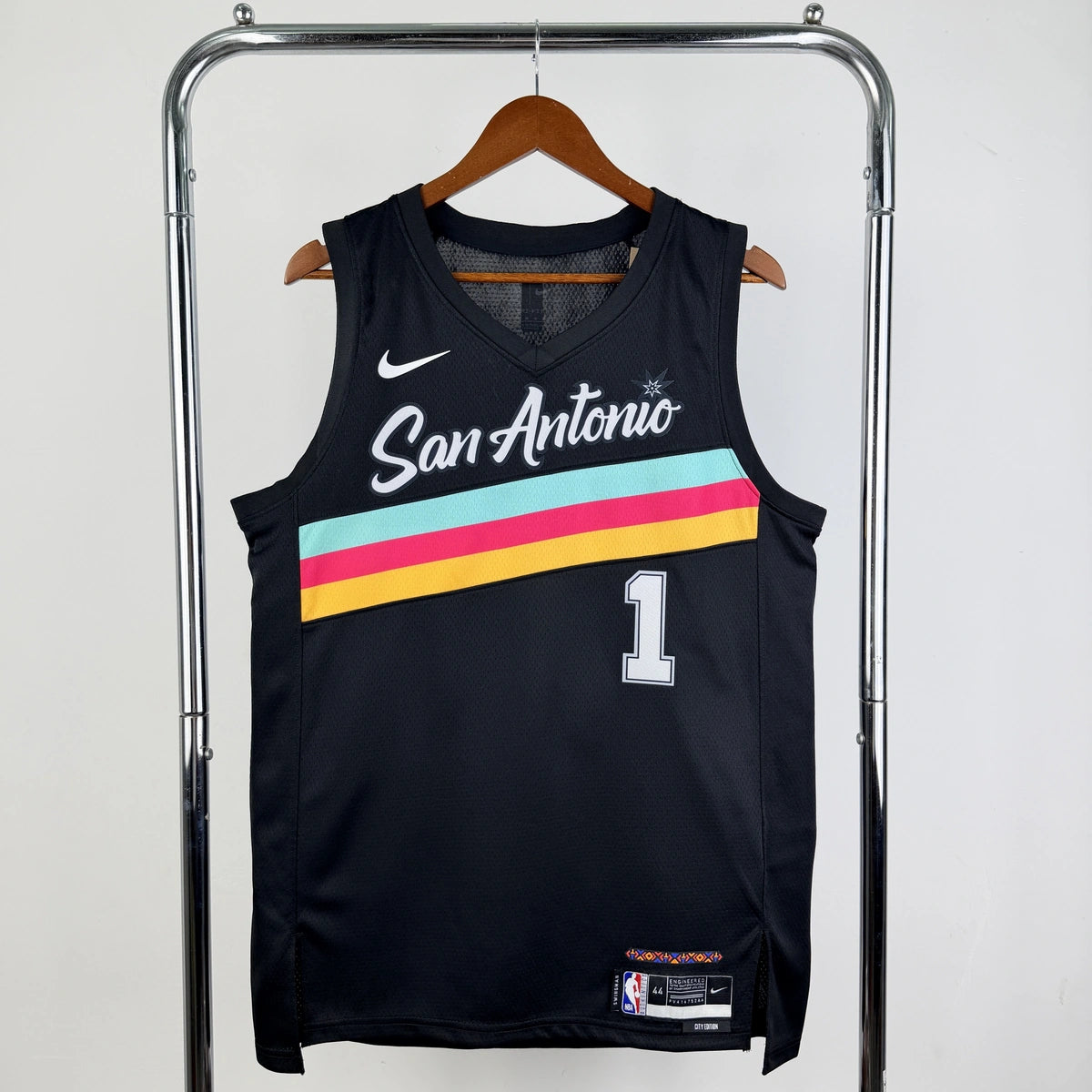 San Antonio Spurs 2025-26 city edition basketball jersey front view in team colors for basketball fans