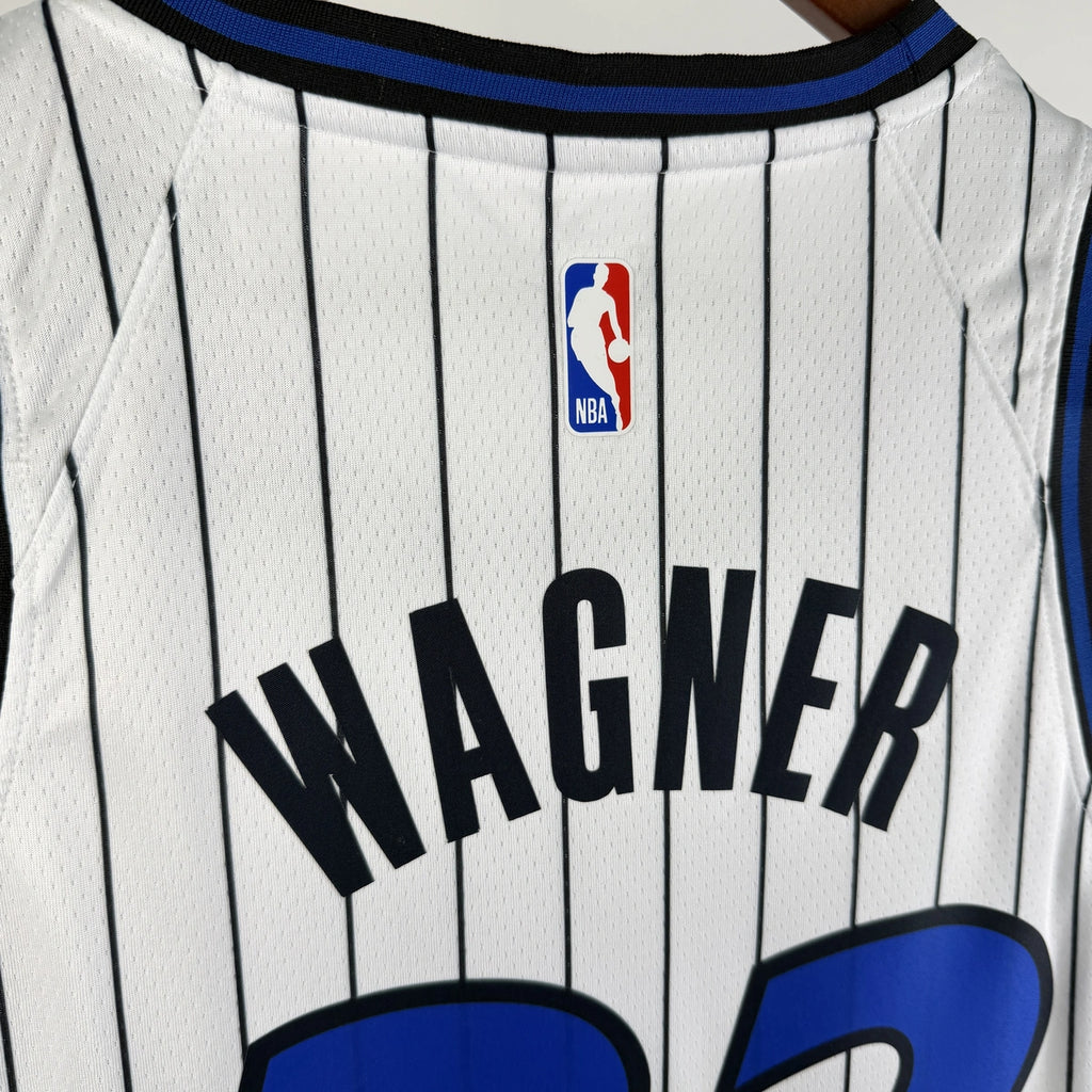 Orlando Magic 2025-26 home basketball jersey side angle view in white for basketball fans