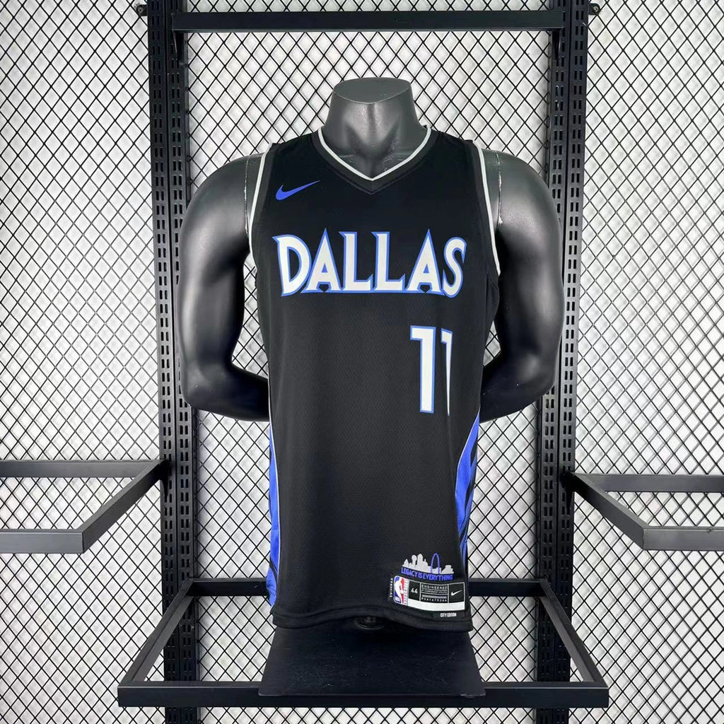 Dallas Mavericks 2025-26 throwback edition basketball jersey angled front view in green for basketball fans