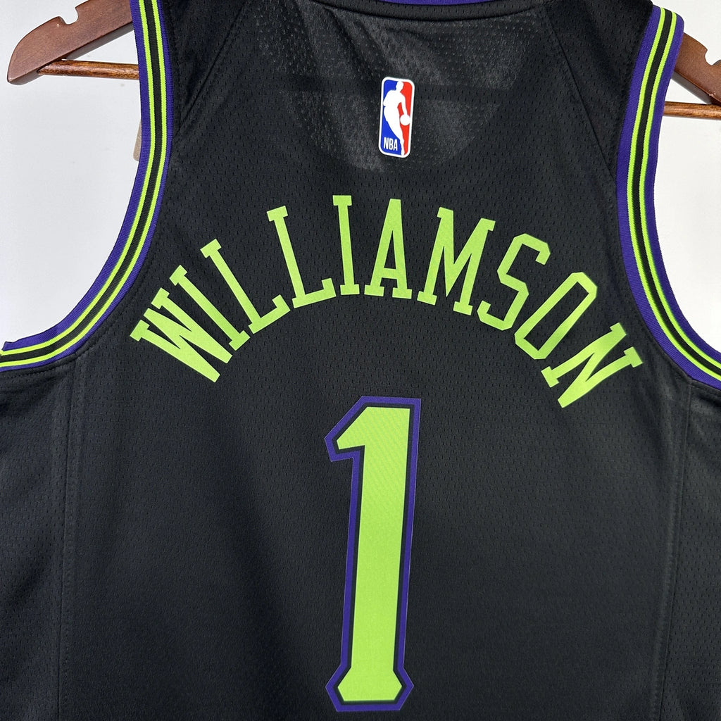 New Orleans Pelicans 2025-26 city edition basketball jersey close-up of jersey number and player name in team colors for basketball fans