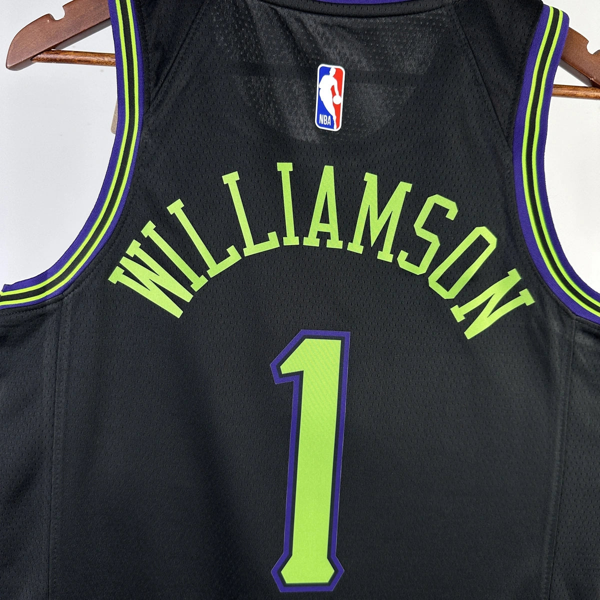 New Orleans Pelicans 2025-26 city edition basketball jersey close-up of jersey number and player name in team colors for basketball fans