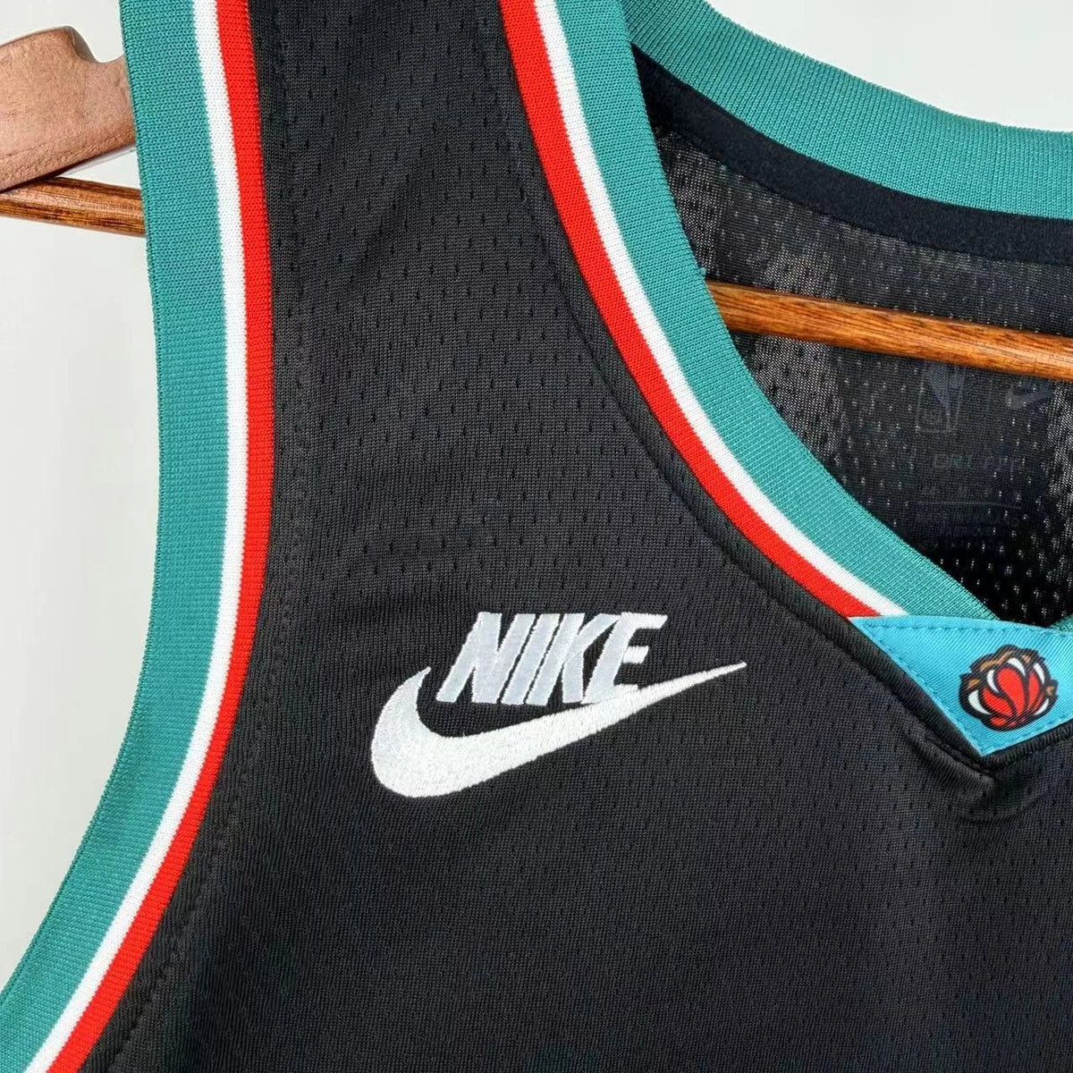 Memphis Grizzlies 2025-26 throwback edition basketball jersey additional angle view in team colors for basketball fans