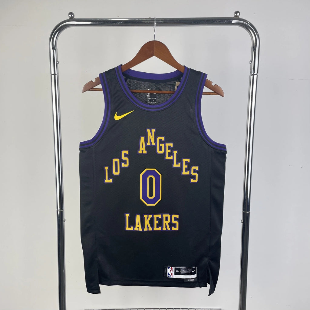Los Angeles Lakers 2025-26 city edition basketball jersey front view in team colors for basketball fans