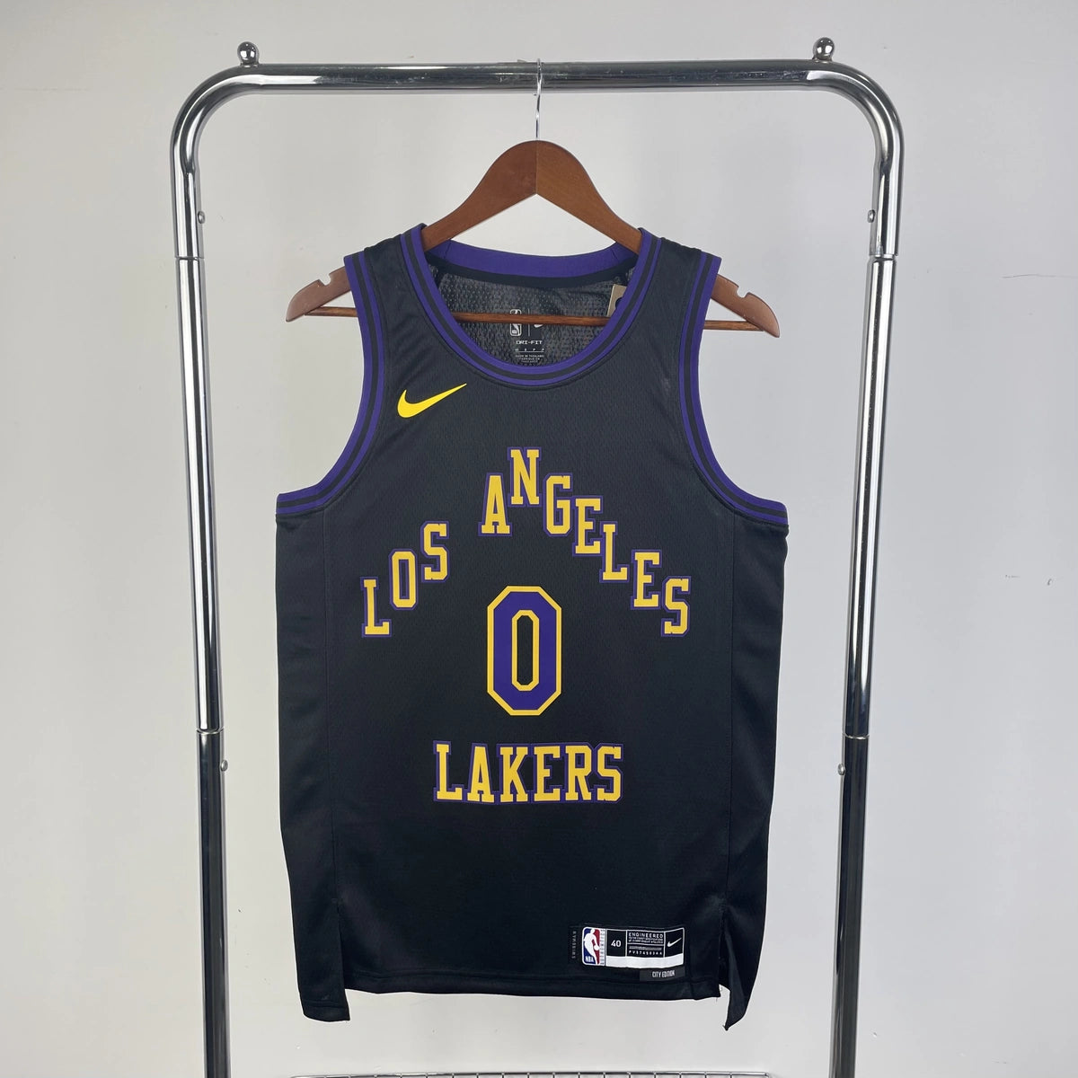 Los Angeles Lakers 2025-26 city edition basketball jersey front view in team colors for basketball fans