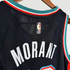 Memphis Grizzlies 2025-26 throwback edition basketball jersey close-up of jock tag and hem details in team colors for basketball fans