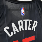 Toronto Raptors 2025-26 city edition basketball jersey close-up of jersey number and player name in team colors for basketball fans