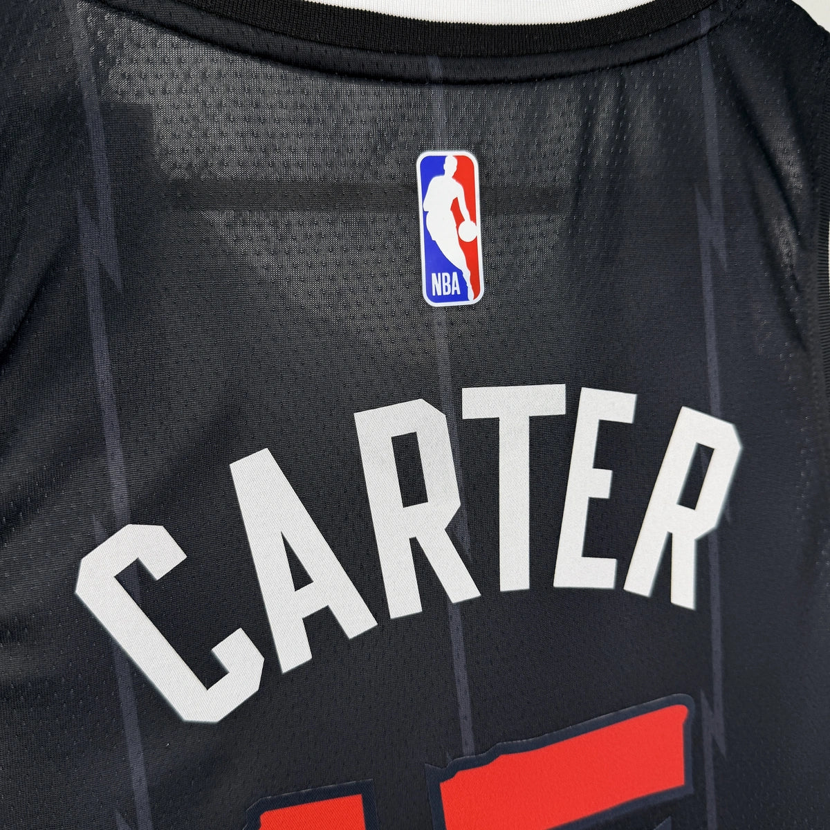 Toronto Raptors 2025-26 city edition basketball jersey close-up of jersey number and player name in team colors for basketball fans
