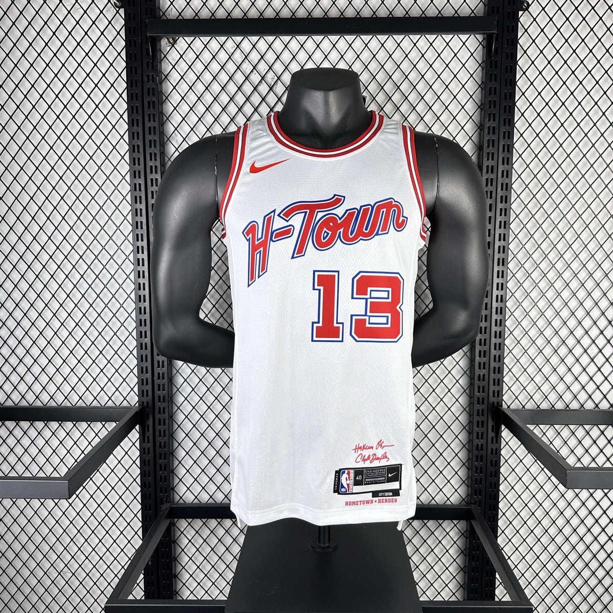 Houston Rockets 2025-26 city edition basketball jersey side angle view in team colors for basketball fans