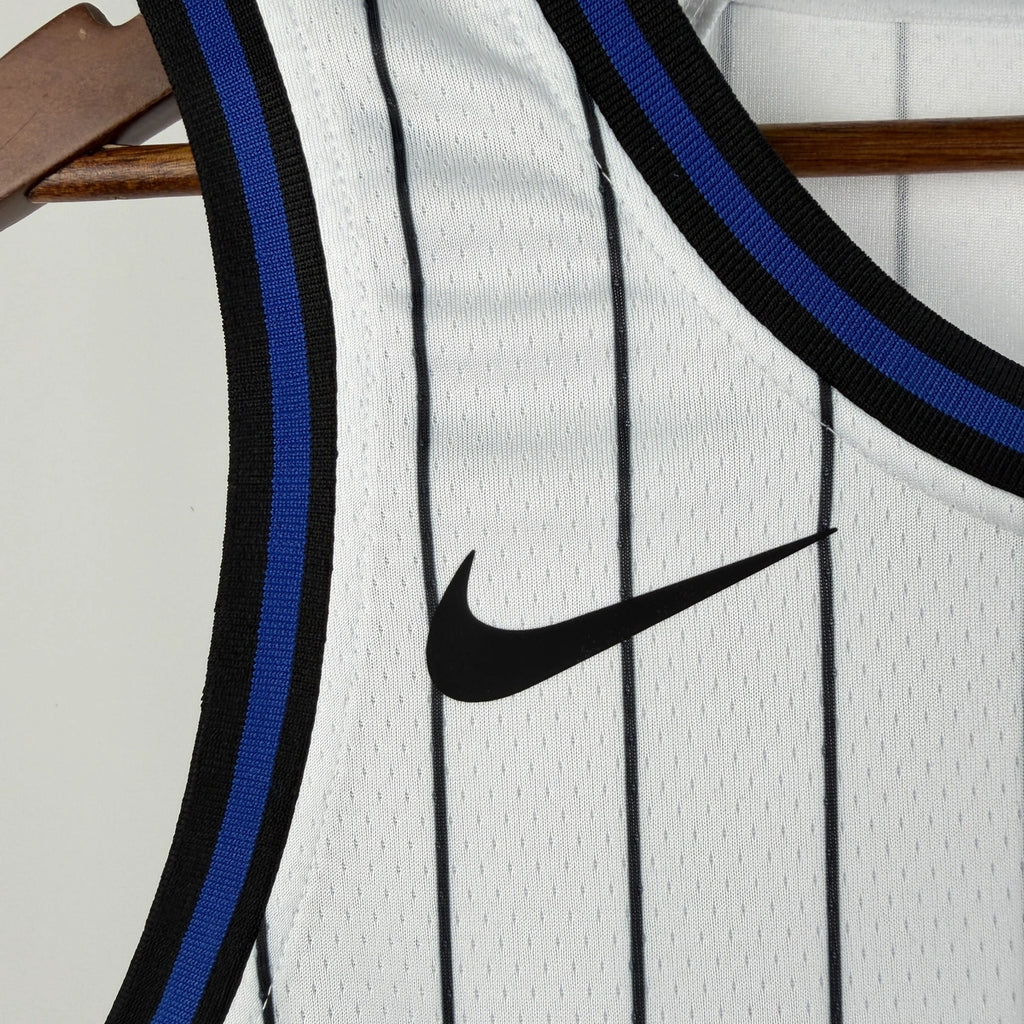 Orlando Magic 2025-26 home basketball jersey close-up of jersey number and player name in white for basketball fans