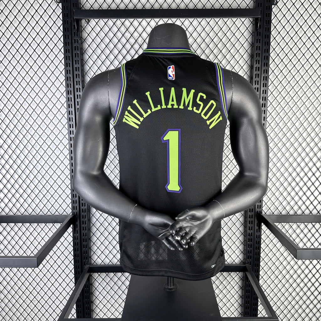 New Orleans Pelicans 2025-26 city edition basketball jersey angled back view in team colors for basketball fans