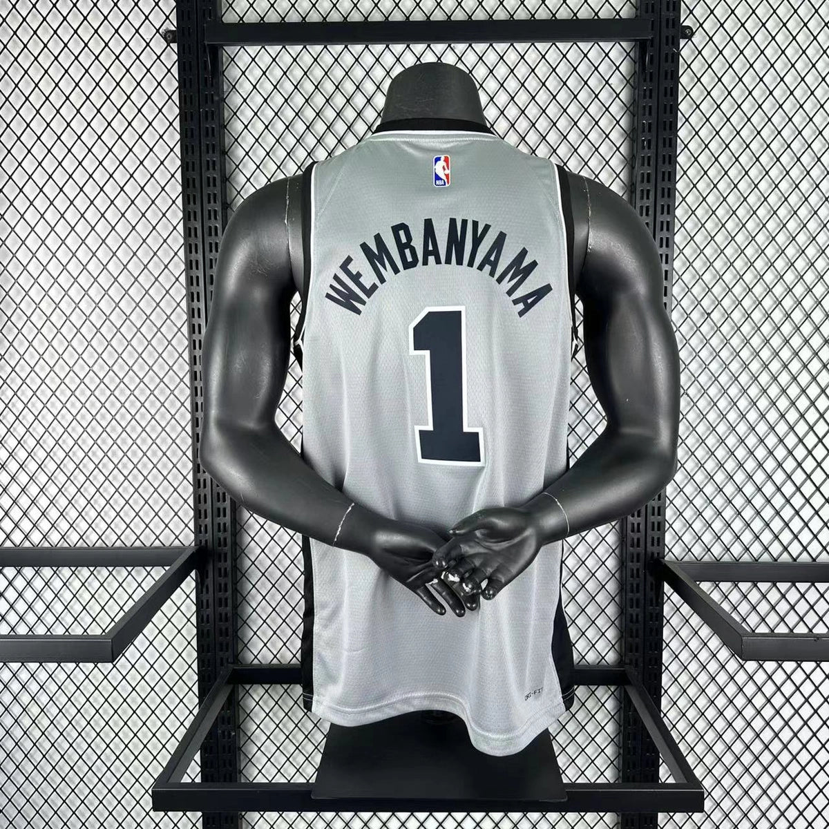 San Antonio Spurs 2025-26 limited edition basketball jersey angled front view in gray for basketball fans