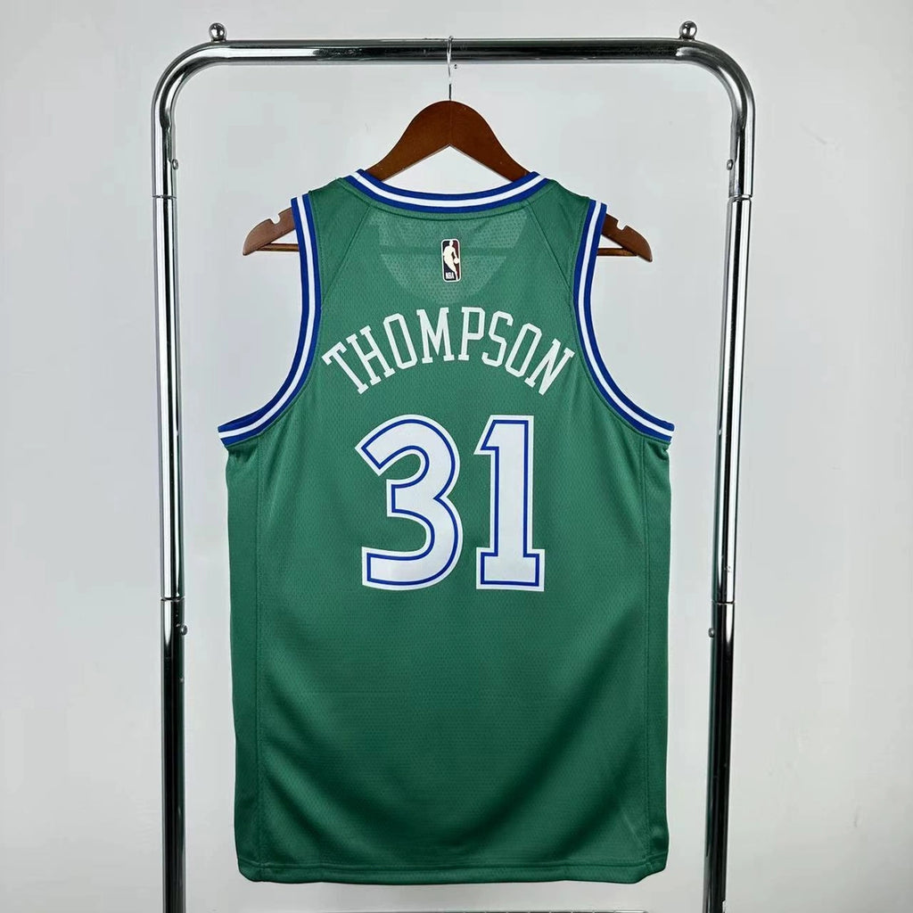Dallas Mavericks 2025-26 throwback edition basketball jersey back view in green for basketball fans