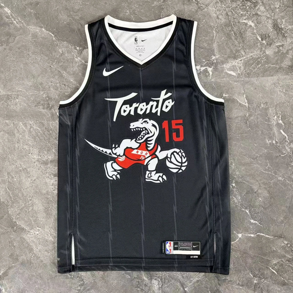Toronto Raptors 2025-26 city edition basketball jersey close-up of team logo embroidery in team colors for basketball fans