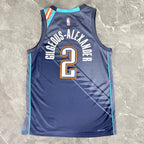 Oklahoma City Thunder 2025-26 city edition basketball jersey close-up of team logo embroidery in team colors for basketball fans