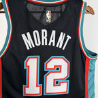 Memphis Grizzlies 2025-26 throwback edition basketball jersey close-up of moisture-wicking fabric texture in team colors for basketball fans