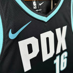 Portland Trail Blazers 2025-26 city edition basketball jersey detailed side view in team colors for basketball fans