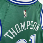 Dallas Mavericks 2025-26 throwback edition basketball jersey close-up of jersey number and player name in green for basketball fans
