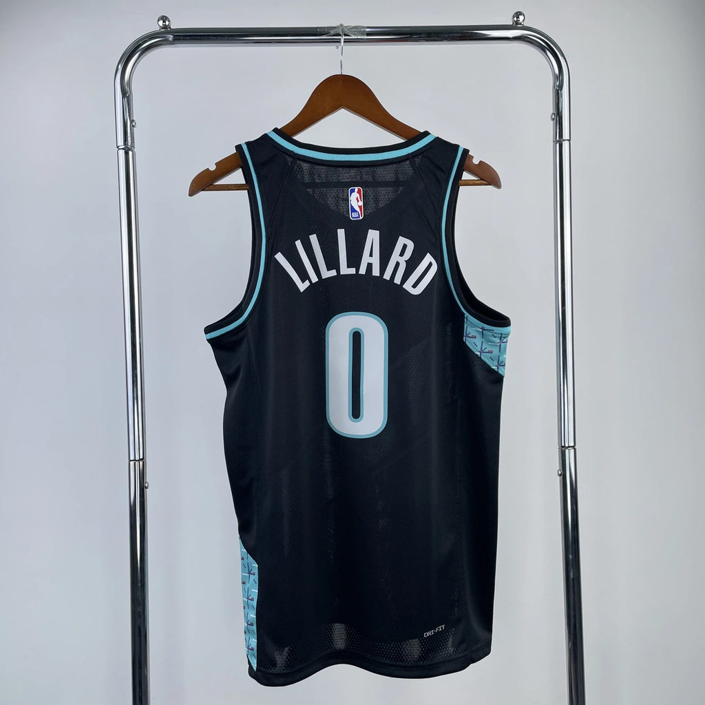 Portland Trail Blazers 2025-26 away basketball jersey back view in black for basketball fans