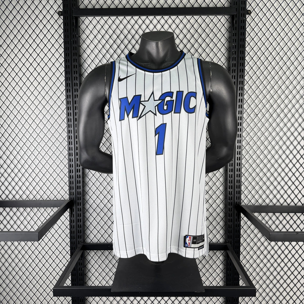 Orlando Magic 2025-26 home basketball jersey side angle view in white for basketball fans