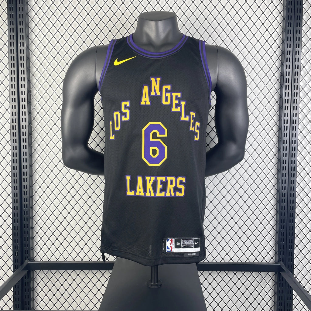 Los Angeles Lakers 2025-26 city edition basketball jersey side angle view in team colors for basketball fans