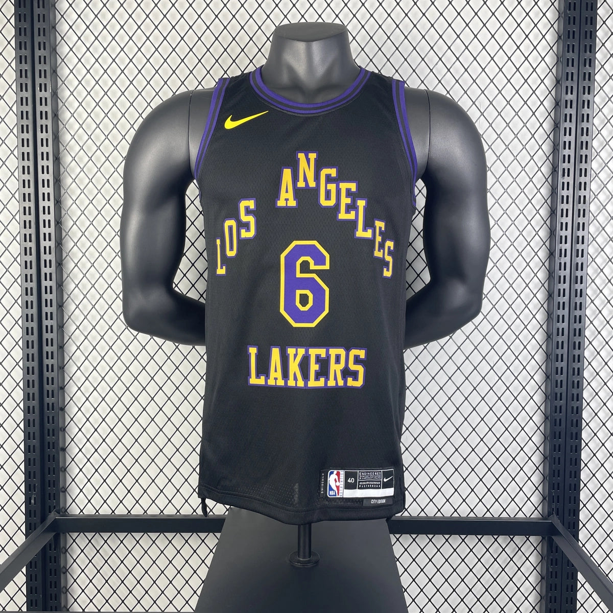 Los Angeles Lakers 2025-26 city edition basketball jersey side angle view in team colors for basketball fans