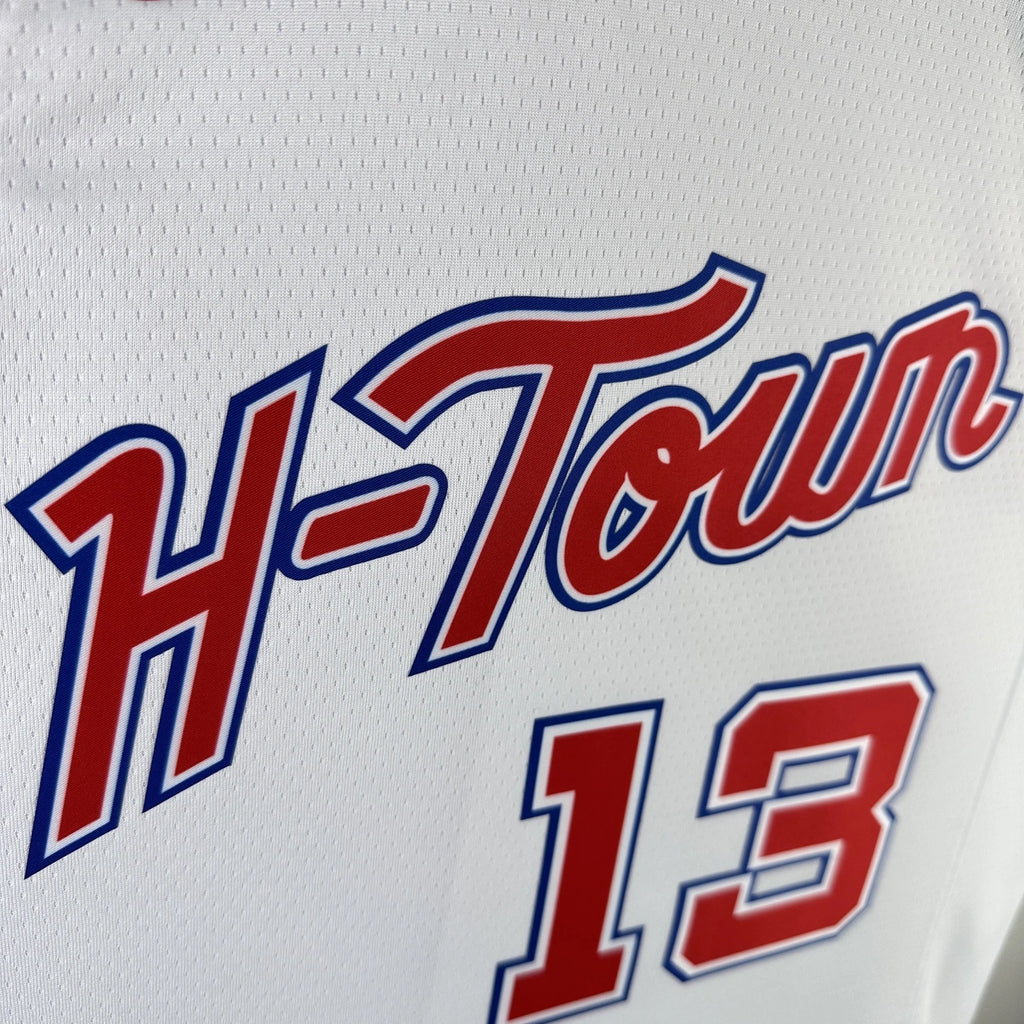 Houston Rockets 2025-26 city edition basketball jersey close-up of team logo embroidery in team colors for basketball fans