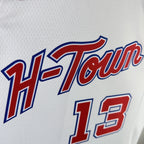 Houston Rockets 2025-26 city edition basketball jersey close-up of team logo embroidery in team colors for basketball fans