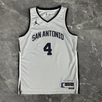 San Antonio Spurs 2025-26 limited edition basketball jersey angled back view in gray for basketball fans
