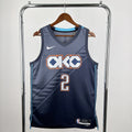 Oklahoma City Thunder 2025-26 city edition basketball jersey front view in team colors for basketball fans