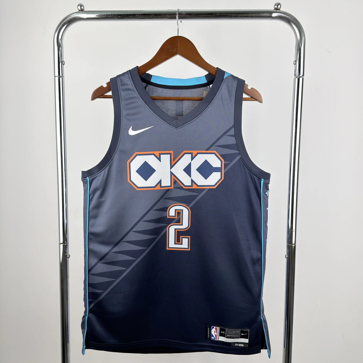 Oklahoma City Thunder 2025-26 city edition basketball jersey front view in team colors for basketball fans