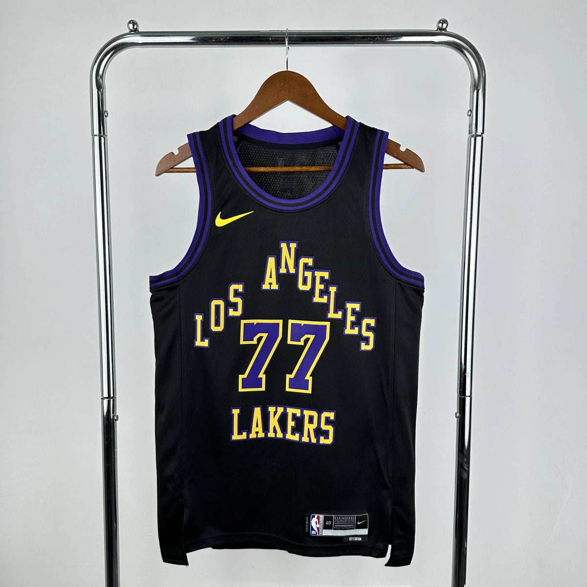 Los Angeles Lakers 2025-26 city edition basketball jersey front view in team colors for basketball fans