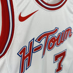 Houston Rockets 2025-26 city edition basketball jersey close-up of collar and neckline stitching in team colors for basketball fans