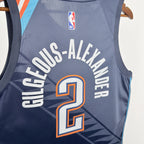 Oklahoma City Thunder 2025-26 city edition basketball jersey close-up of jersey number and player name in team colors for basketball fans