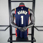 Cleveland Cavaliers 2025-26 throwback edition basketball jersey angled back view in team colors for basketball fans