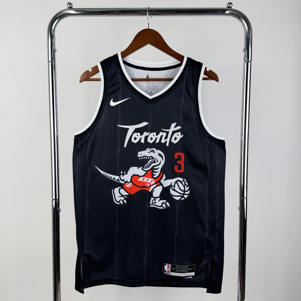 Toronto Raptors 2025-26 city edition basketball jersey angled back view in team colors for basketball fans