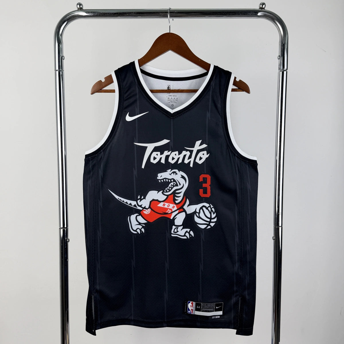 Toronto Raptors 2025-26 city edition basketball jersey angled back view in team colors for basketball fans