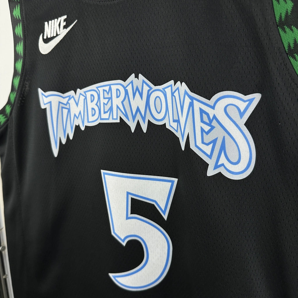 Minnesota Timberwolves 2025-26 throwback edition basketball jersey additional angle view in team colors for basketball fans