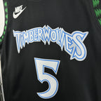 Minnesota Timberwolves 2025-26 throwback edition basketball jersey additional angle view in team colors for basketball fans