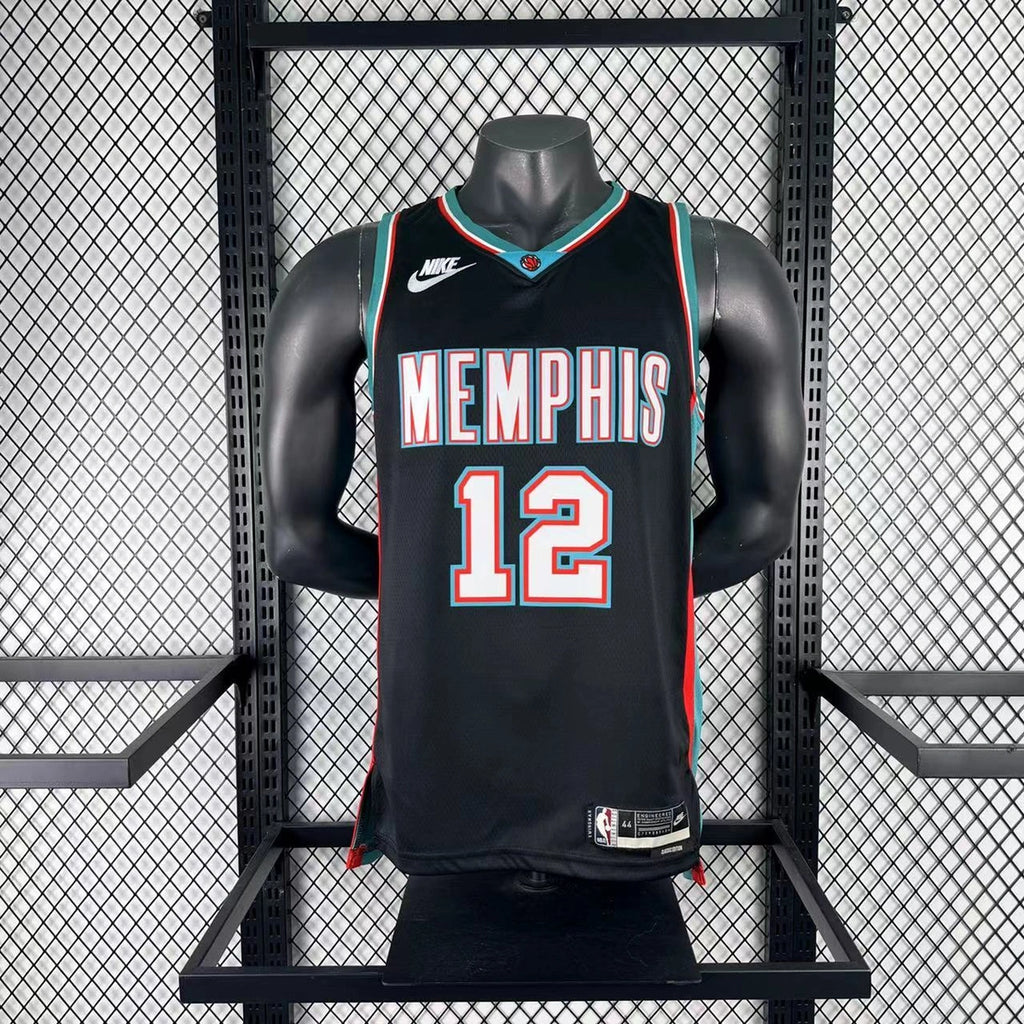 Memphis Grizzlies 2025-26 throwback edition basketball jersey side angle view in team colors for basketball fans