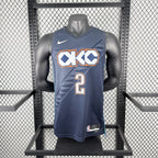 Oklahoma City Thunder 2025-26 city edition basketball jersey side angle view in team colors for basketball fans