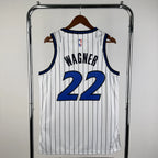 Orlando Magic 2025-26 home basketball jersey angled back view in white for basketball fans