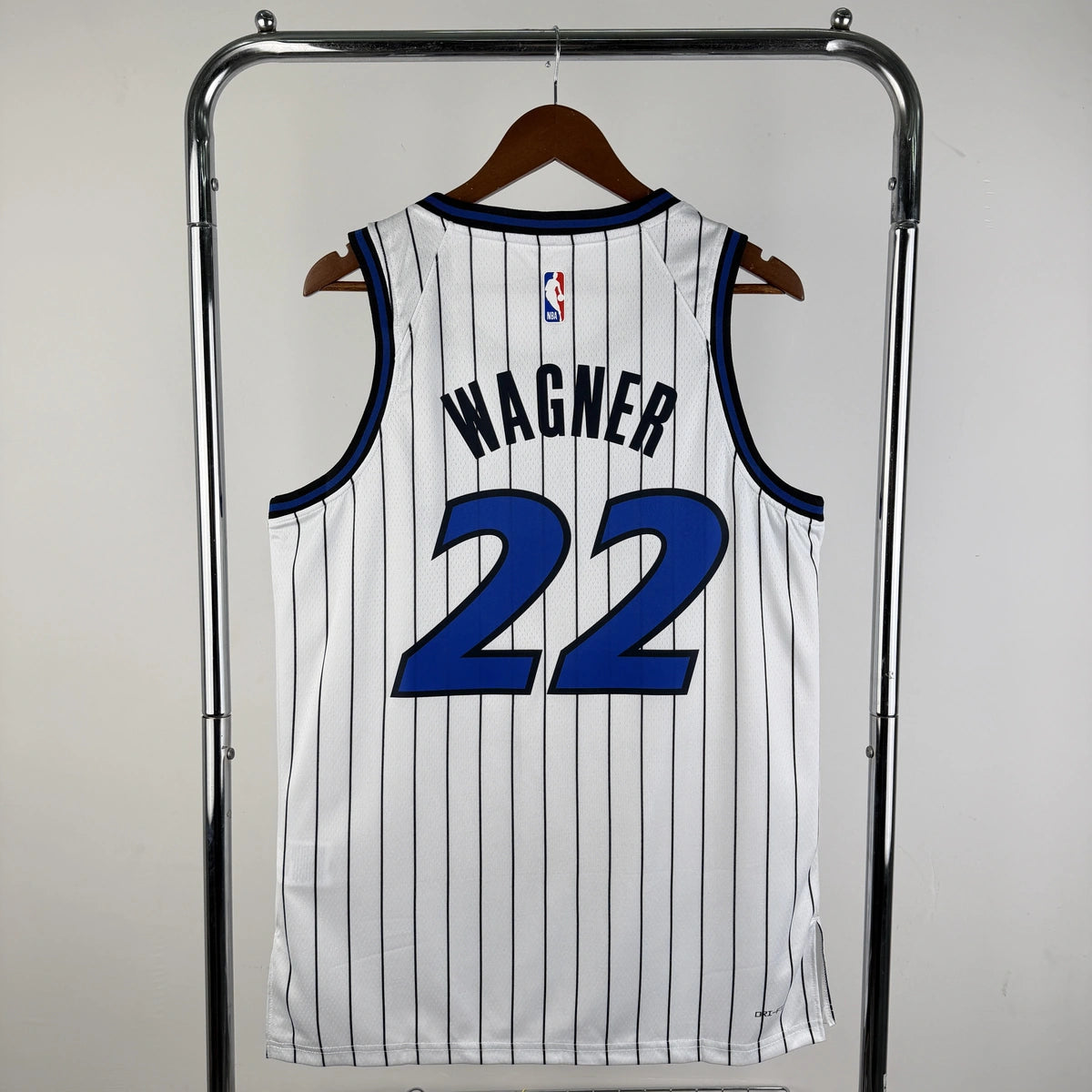 Orlando Magic 2025-26 home basketball jersey angled back view in white for basketball fans
