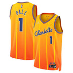 Charlotte Hornets 2025-26 city edition basketball jersey close-up of collar and neckline stitching in team colors for basketball fans