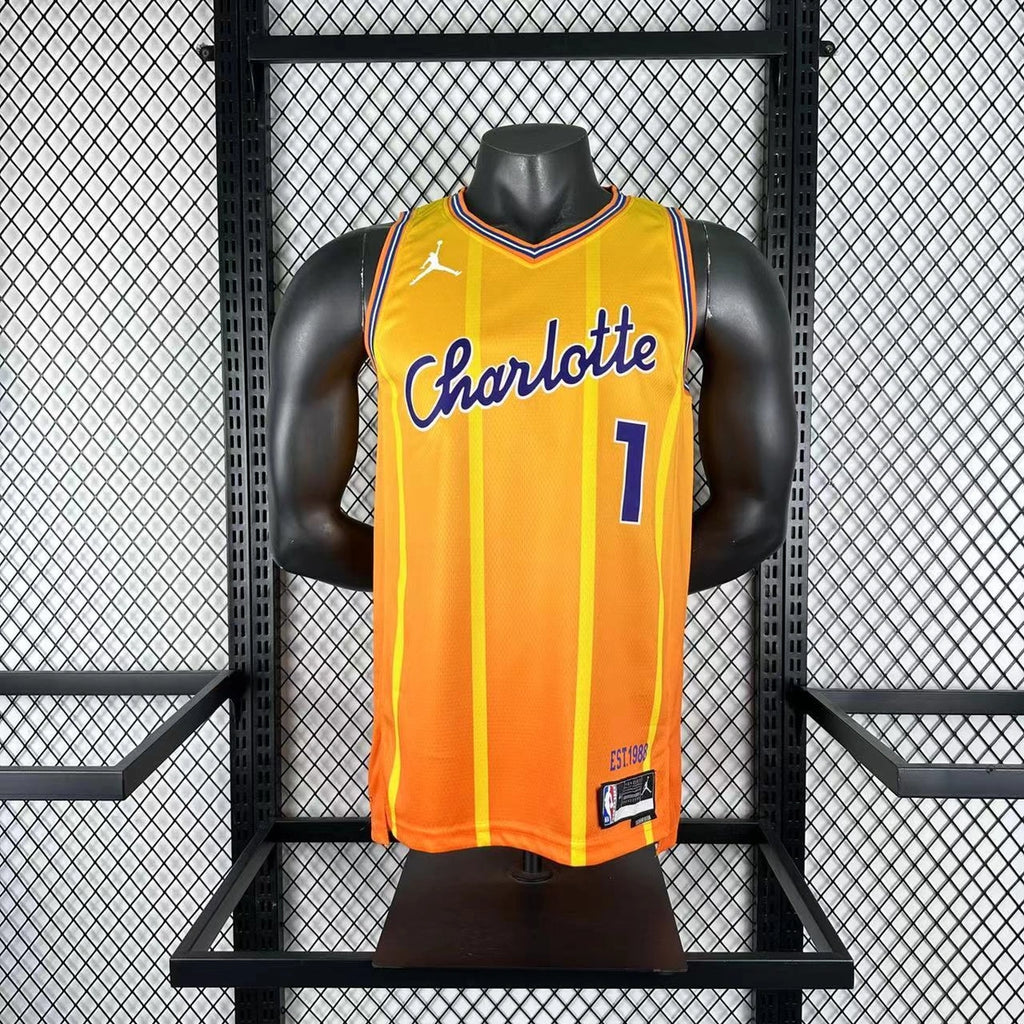 Charlotte Hornets 2025-26 city edition basketball jersey side angle view in team colors for basketball fans