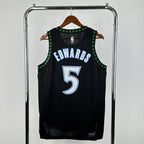 Minnesota Timberwolves 2025-26 throwback edition basketball jersey close-up of jock tag and hem details in team colors for basketball fans